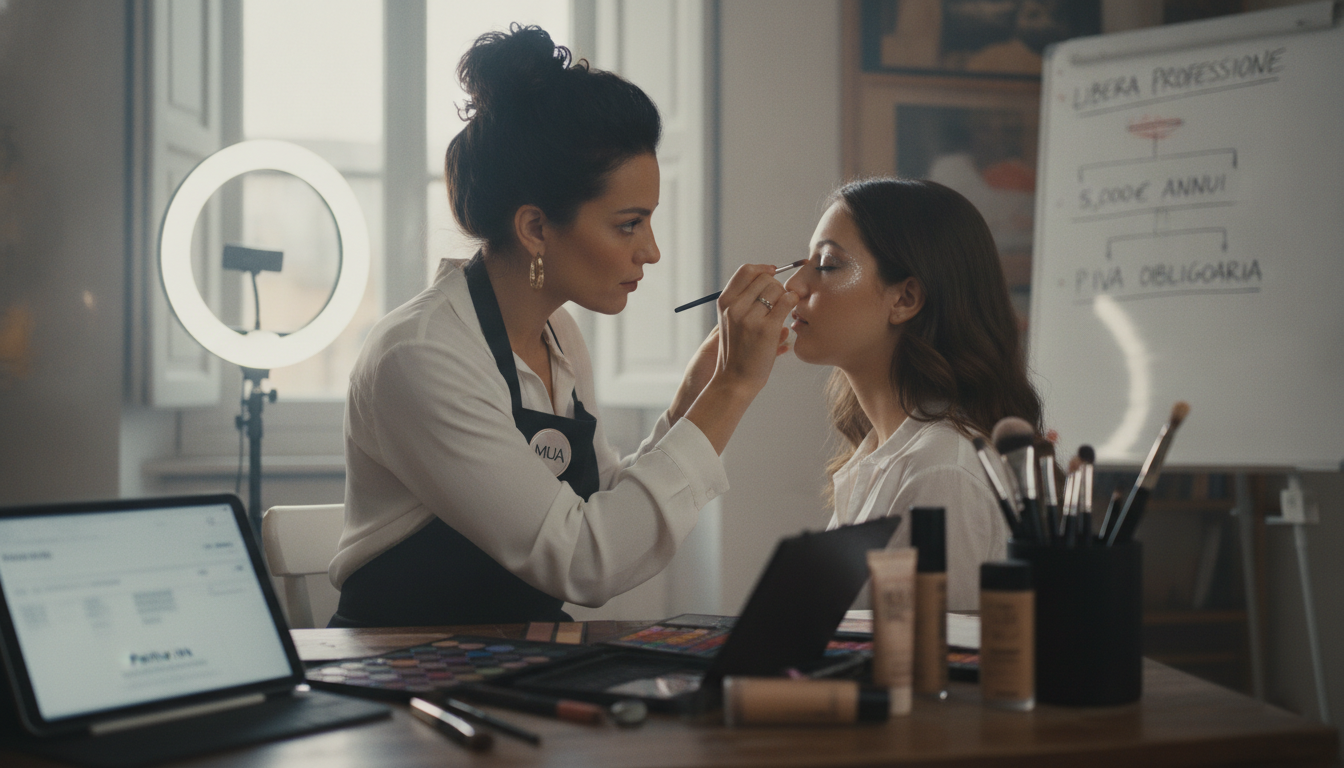 make-up artist che compila modulo apertura partita IVA regime forfettario 2026