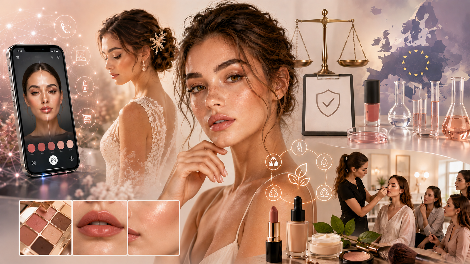 Mondo del makeup 2026 - Make-up artist professionista al lavoro con tecniche moderne, pelle naturale e trend trucco sposa 2026